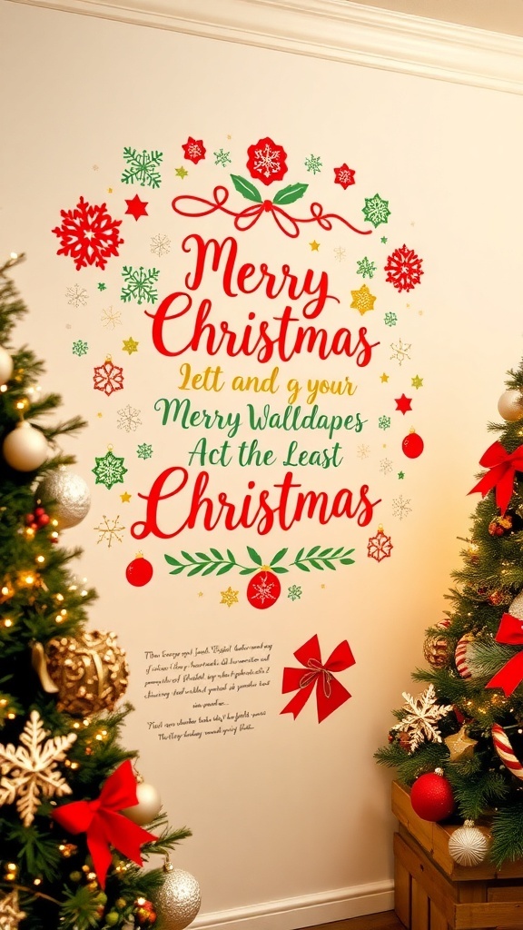 Christmas Wallpaper Verse Recipe A wall adorned with Christmas wallpaper verse, featuring festive designs and a warm holiday message.